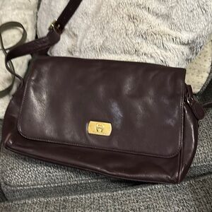 Dark Brown Leather Crossbody Bag